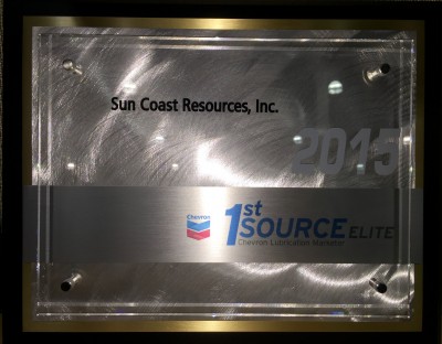 Sun Coast Resources 1st Source Elite award from Chevron.