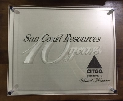 Sun Coast Resources 10 years of Citgo's Lubricant Valued Marketer.