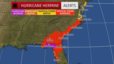 Hurricane Hermine effected coasts forecast.