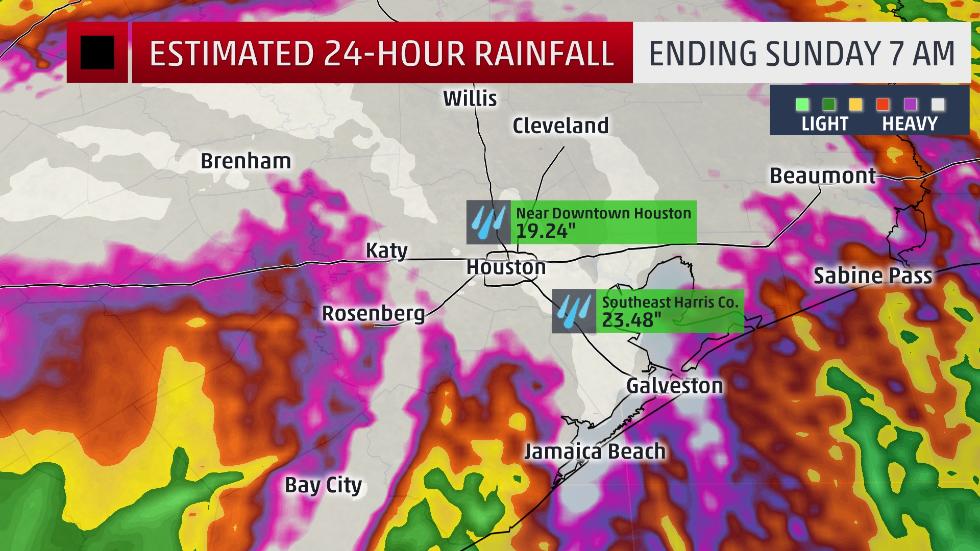 Houston rainfall 24-hour forecast.